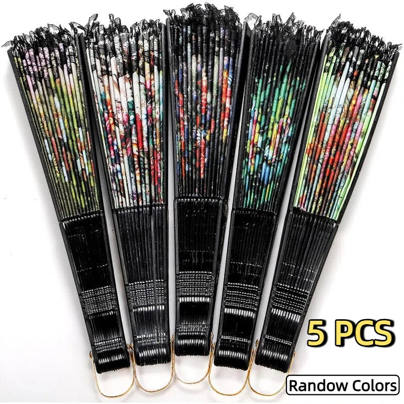 12PCS Vintage Spanish-Style Lace Folding Fans (Random Colors) - Featuring Nostalgic Floral Cut-Outs And Plastic Ribs. Elegant Eu