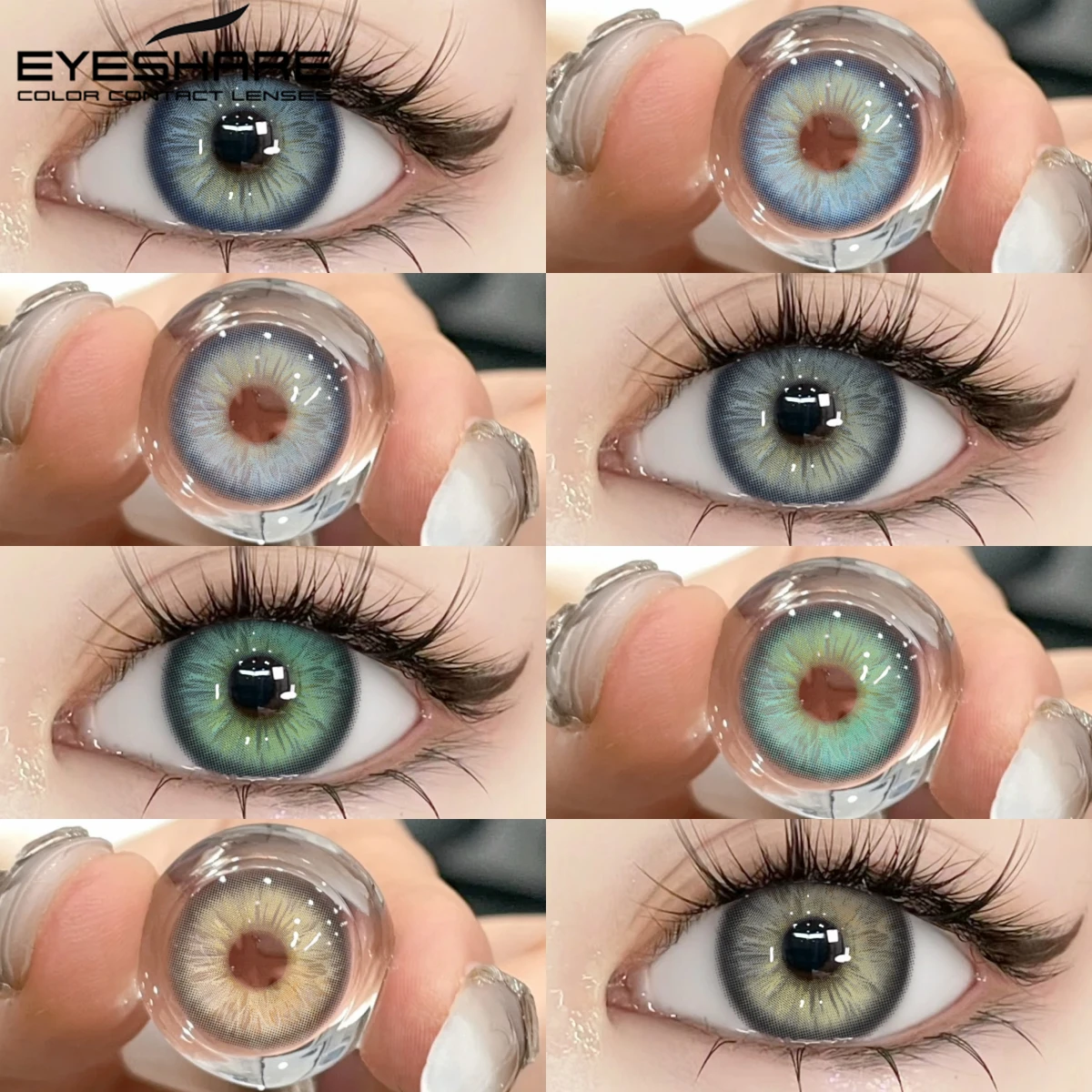 EYESHARE NEUE 2 Stück farbige Kontaktlinsen für modische natürliche Kosmetik, hochwertige blaue Kontakte, grüne Augen, braune Kosmetiklinsen