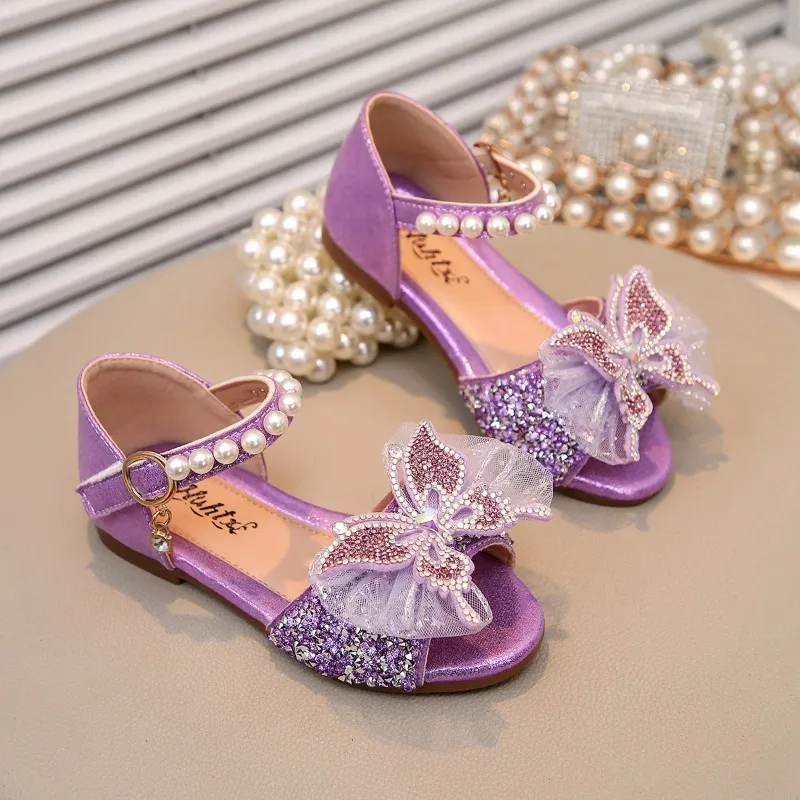 New Summer Girls Open-toe Princess Sandals Kids Soft-soled Performance Stage Shoes Children Mary Jane Student Shoes Casual Shoes