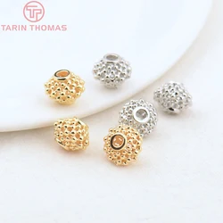 (2883)10PCS 7x9MM Hole 2MM 24K Gold Color Brass Hollow Spacer Beads Bracelet Beads High Quality Diy Jewelry Accessories