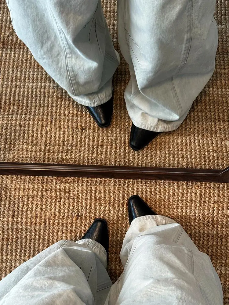 Deeptown Y2k American Vintage Jeans Damen Washed Button Design Breites Bein Niedrige Taille Denim Hose Baggy Casual Hose Streetwear