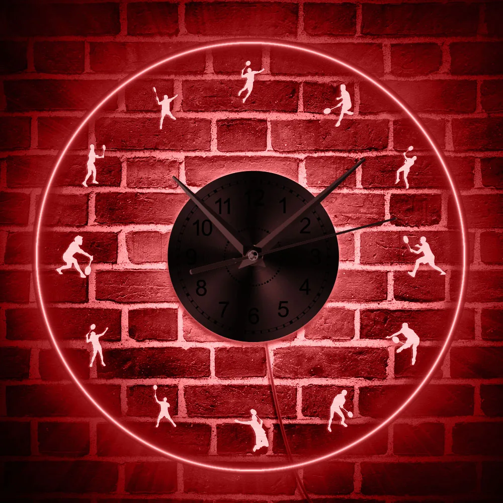 

Светодиодный светильник для бадминтона акриловые настенные часы для гостиной Волан современные настенные часы светящиеся в темноте с изменением цвета