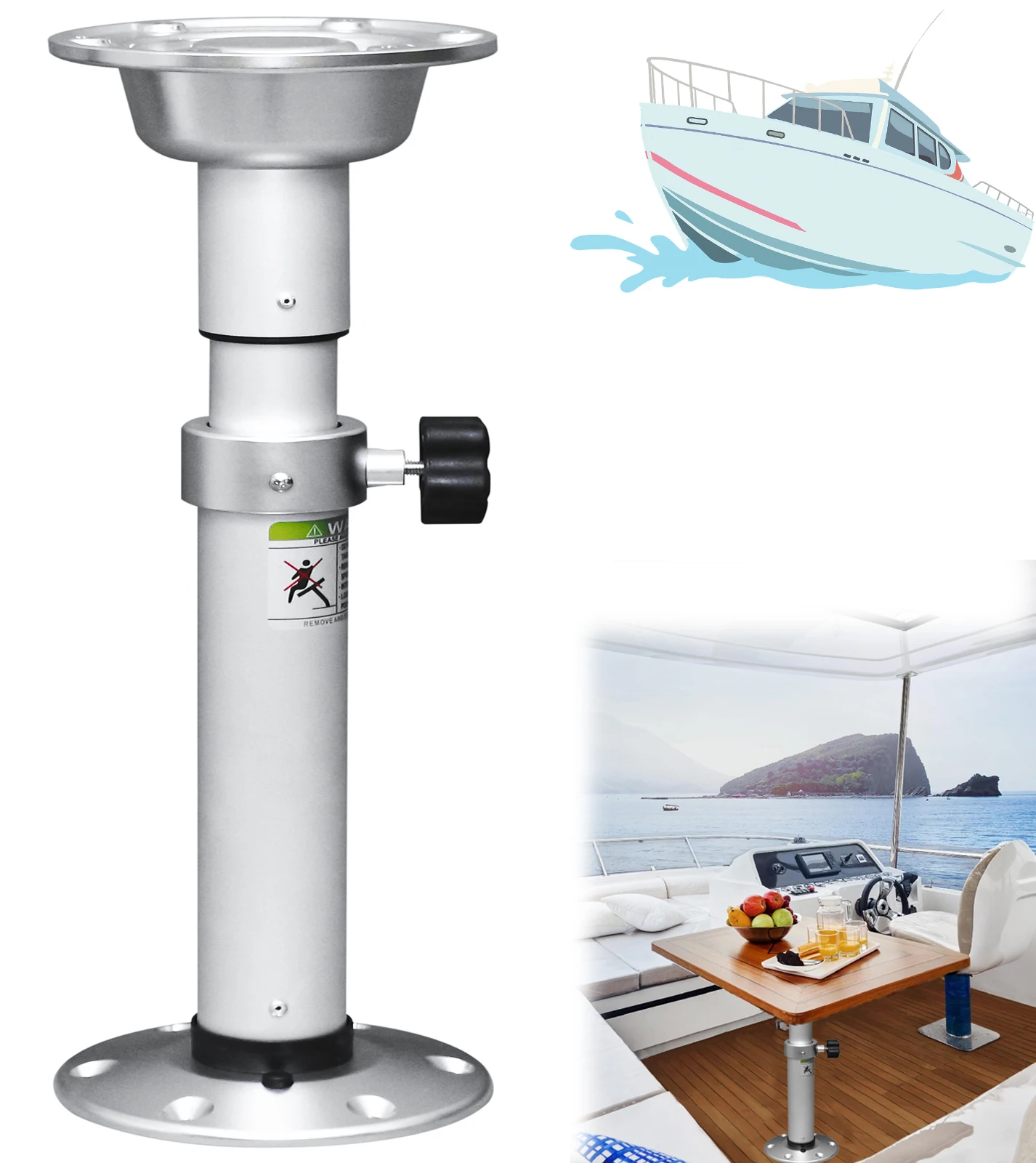 

Boat Table Pedestal Adjustable, Aluminum Alloy Detachable RV Table Legs for RV Marine Boat Yacht Caravan Motorhome，19.7-28 Inch