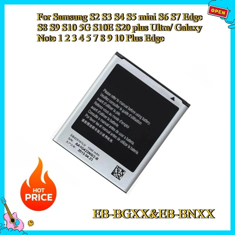 

Новый аккумулятор для Samsung S2 S3 S4 S5 mini S6 S7 Edge S8 S9 S10 5G S10E S20 plus Ultra/ Galaxy Note 1 2 3 4 5 7 8 9 10 Plus Edge