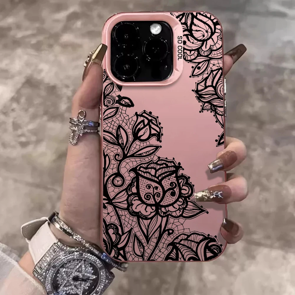 Luxuriöse Spitzenblumen-Hülle für iPhone 16 17 15 Pro Max Hüllen iPhone 17 11 12 13 ProMax 14 15 16e Plus 8 XS XR Stoßfeste IMD-Hülle – Detail 7
