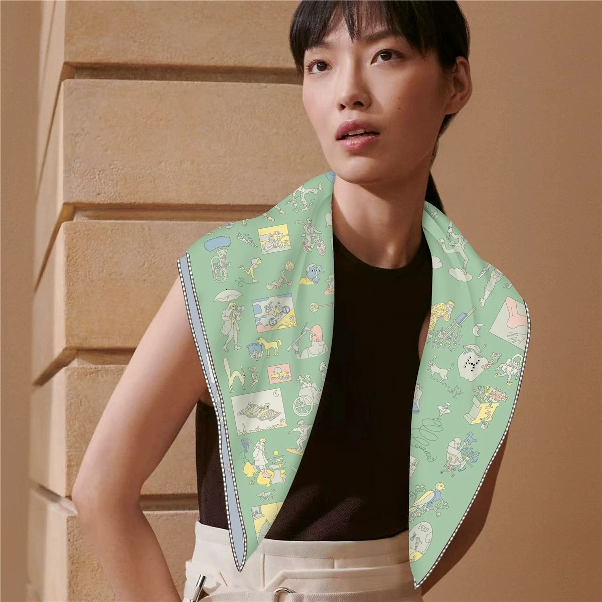 70 سنتيمتر مربع حك الحرير توالت حافة الوجهين وشاح شال الحجاب الفاخرة فولارد منديل #6