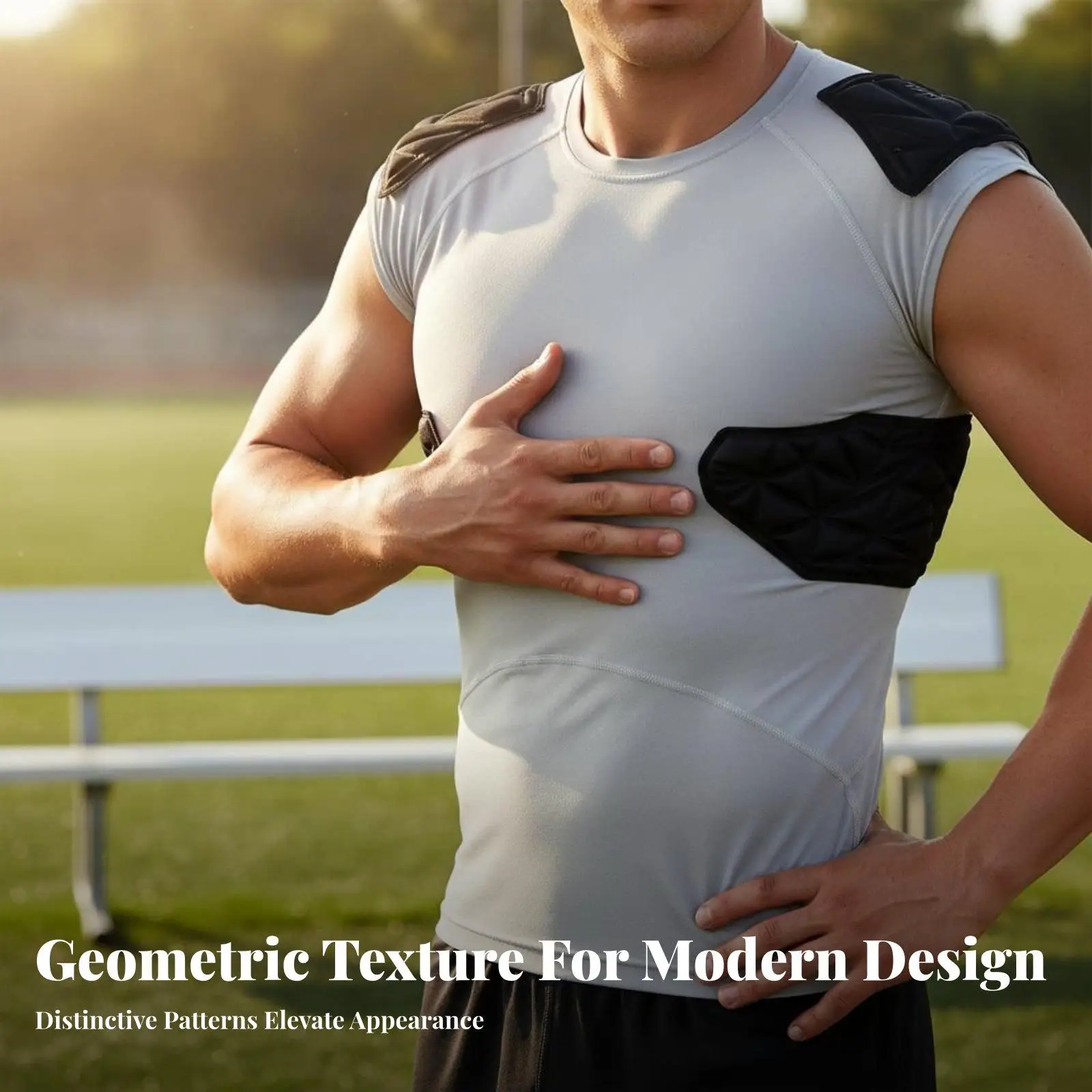 Lightweight Padded Rugby Shirt for Training with Impact Resistant Chest Protector and Sweat Wicking Fabric