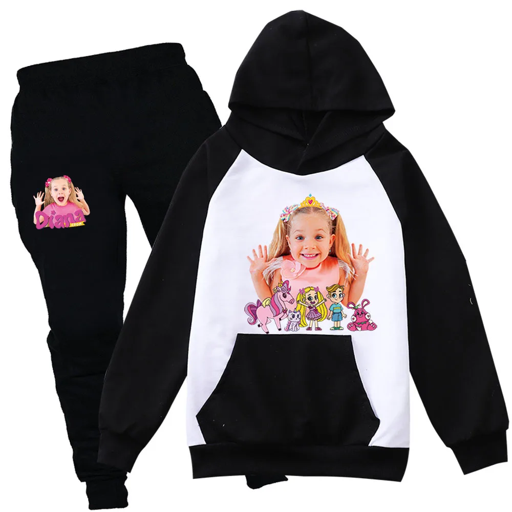 Spring/Autumn 3-16Y Baby Boy Clothes Diana and Roma Hoodies Kids Clothes Set autumn Toddler Boy Girl Top+pants Cotton Sweatshirt