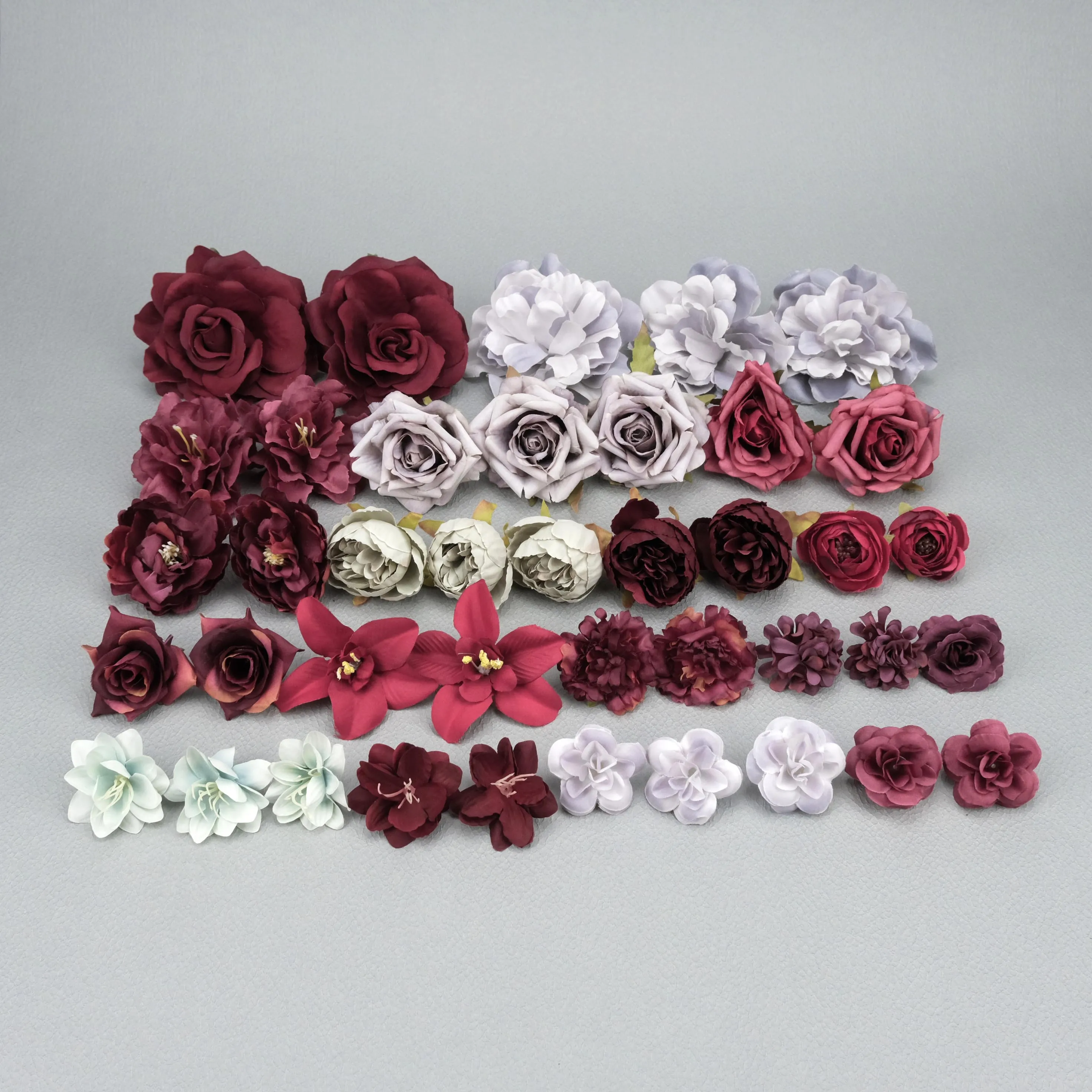 40Pcs / Pack  Artificial Silk Flower Head Combo Set For DIY Crafts Hanging Door Decor Garland Accessories Fake Flower