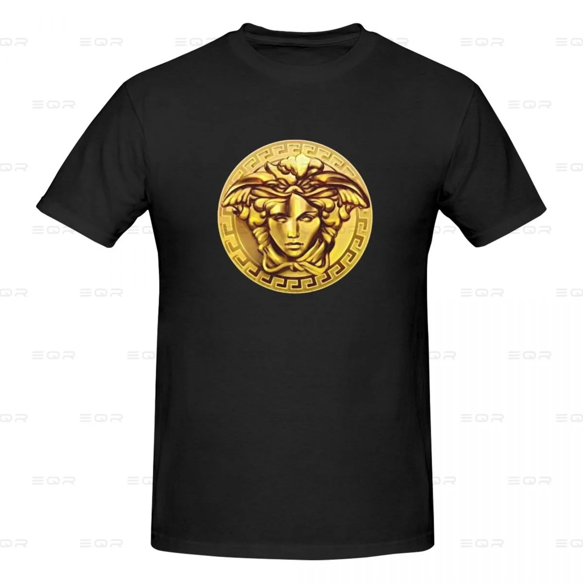 Golden Lion And Damask Ornament Men's round neck T-shirt,Tee Shirt Short Sleeve Novelty all the year round Gift,3D print