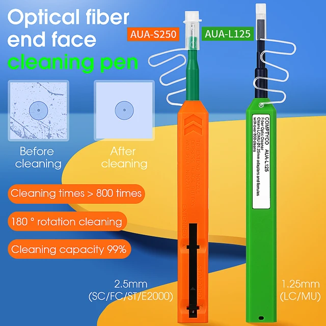 COMPTYCO AUA-S250/L125 2pcs SC/FC/ST 2.5mm Fiber Optic Cleaning Pen LC/MU 1.25mm Cleaning Fiber Cleaner Tools