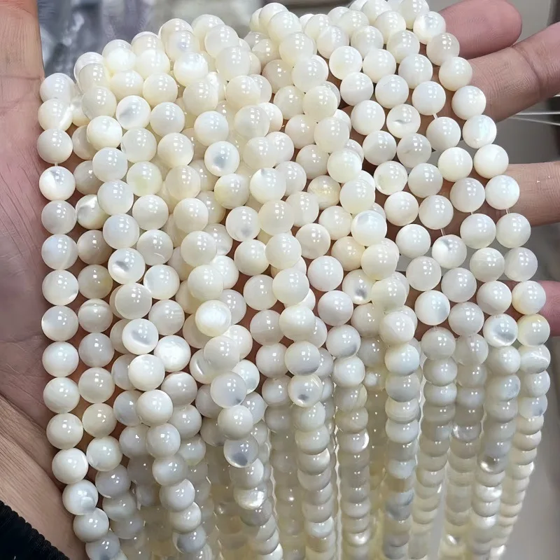 2 3 4 mm natürliche weiße Perlmuttperlen, runde lose Abstandshalterperlen für die Schmuckherstellung, DIY-Armband- und Halskettenzubehör, 15" – Detail 1