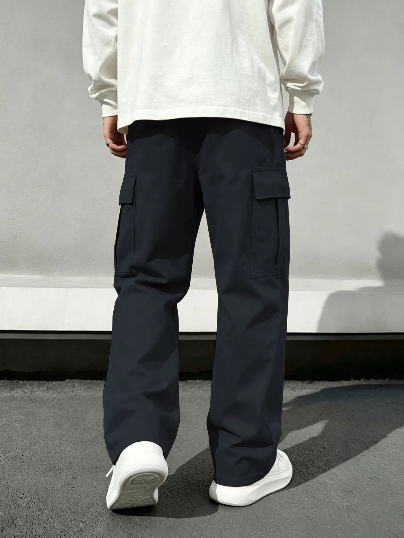 Herren Casual Gerade Geschnittene Arbeitshose Modisch Bequem Gewebter Stoff Frühling Herbst Alltagskleidung – Detail 14