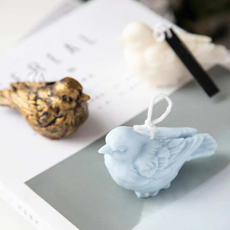 

3D Sparrow Silicone Candle Mold Bird Shape Soap Making Gypsum Ornaments Salt Sculpture Resin Aroma Molds Handicrafts Home Goods