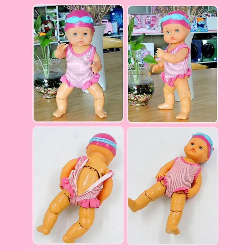 baby Water Swimming Doll Simulation Wind-up Doll Model Children's Bathing Bathroom Toy Waterproof Electric Swimming Doll For Kid