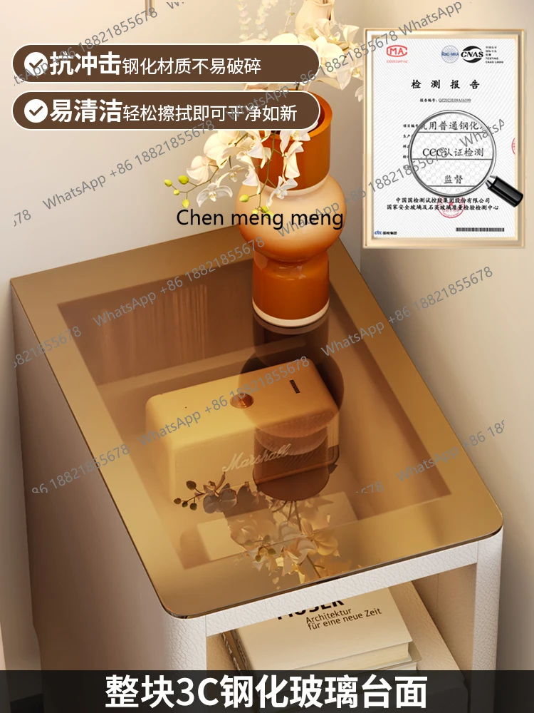 طاولة بجانب السرير ضيقة للغاية، خزانة تخزين فاخرة لطاولة السرير المنزلية الراقية H #4