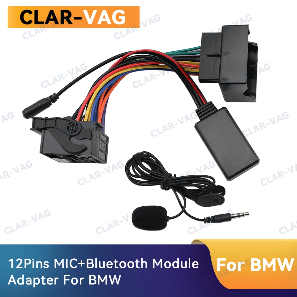 Bluetooth 5.0 Module Receiver Adapter Radio Stereo AUX Cable Adapter 12 Pins For BMW E60 E63 E64 E61