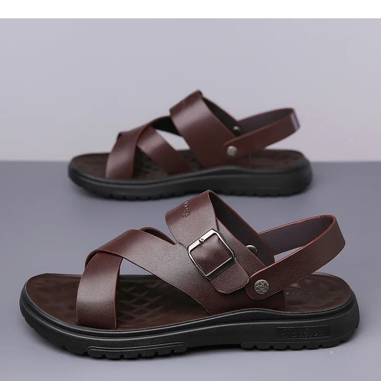 Herren Sommer-Freizeitsandalen zum Hineinschlüpfen – Bequeme, rutschfeste, strapazierfähige, weichsohlige, atmungsaktive Strandschuhe – 2380 – Detail 8