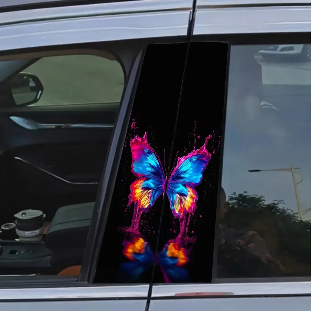 

2 очень красивых и интересных креативных защитных пленки на стойку B, фиолетовые и синие наклейки-бабочки для автомобильных столбиков B