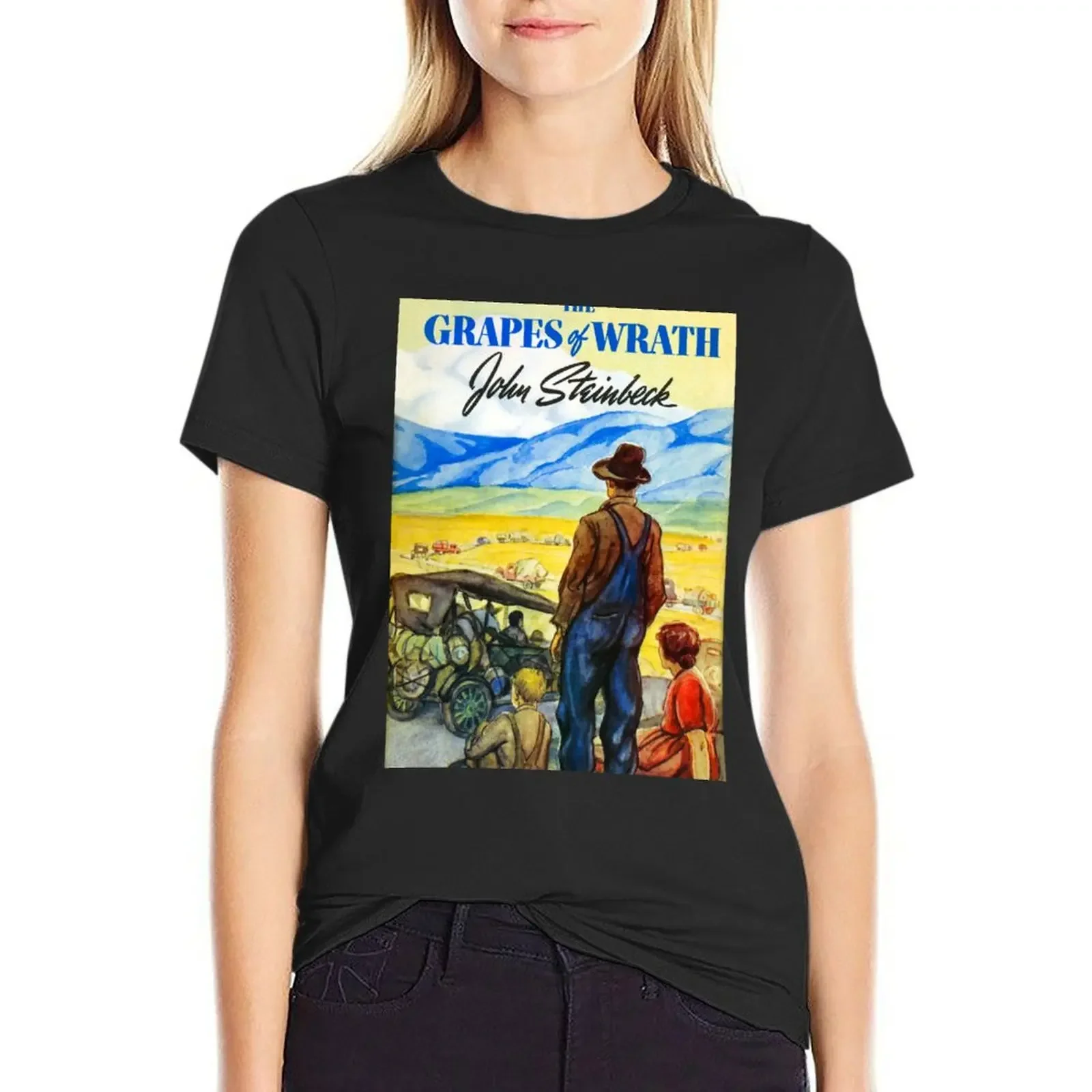 

The Grapes of Wrath 1939 First Edition Cover, John Steinbeck T-Shirt plus sizes shirts graphic tees tshirts for Women