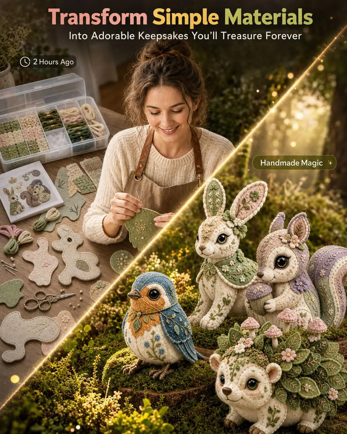 Soft Plush Sewing Kit DIY Craft Forest Animal Plushies Needlework Complete Felt Plushie Making Set Beginner Crafting Gift
