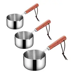304 Stainless Steel Mini Soup Pot with Wooden Handle Condiment Sauce Pan Small Saucepan for Making Sauces Heating Milk Kitchen