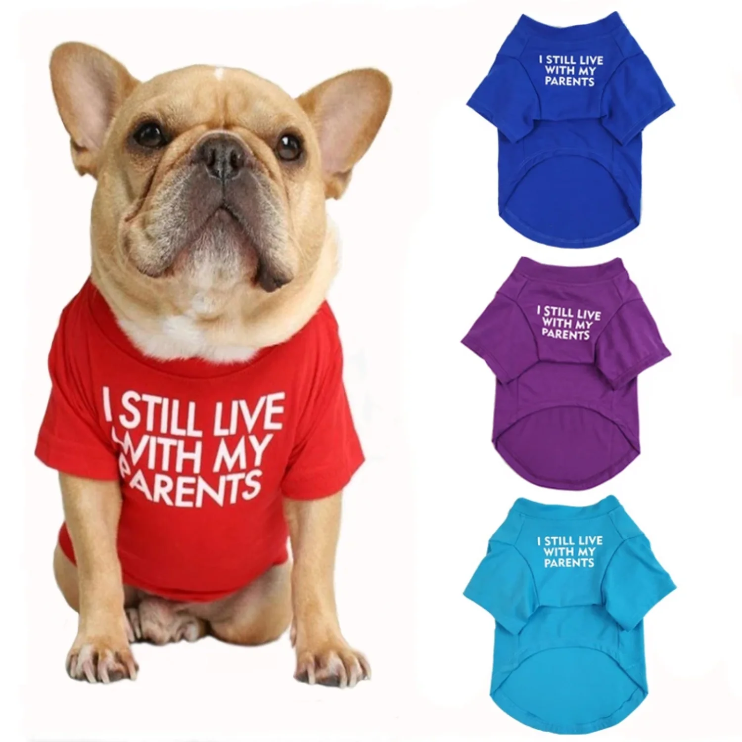 Summer Dog Shirt Letter Print Puppy T Shirt Spring Dog Clothes  Small Medium Dogs French Bulldog English Bulldog Apparel