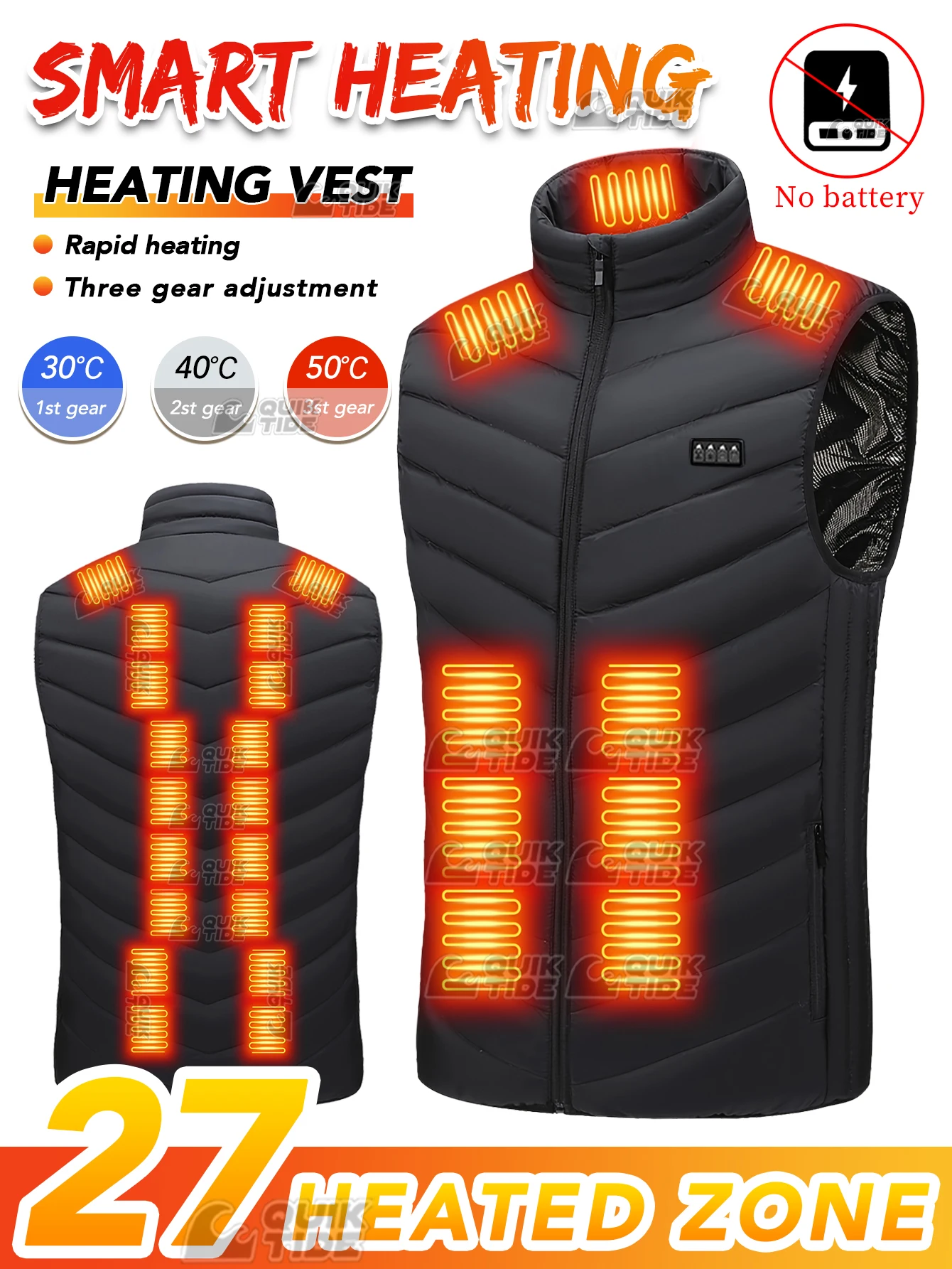 

Интеллектуальный жилет с подогревом, 27 зон нагрева, 4 переключателя, 3-скоростная регулировка, подходит для активного отдыха, работы в помещении, пеших прогулок