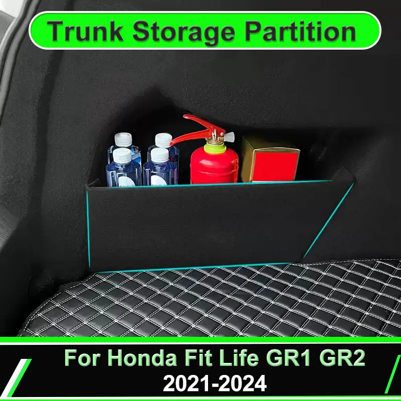 

Для Honda Fit Life GR1 GR2 2021-2024 2022, перегородка багажника автомобиля, ящик для хранения, органайзер, боковые детали багажника, авто аксессуары для интерьера
