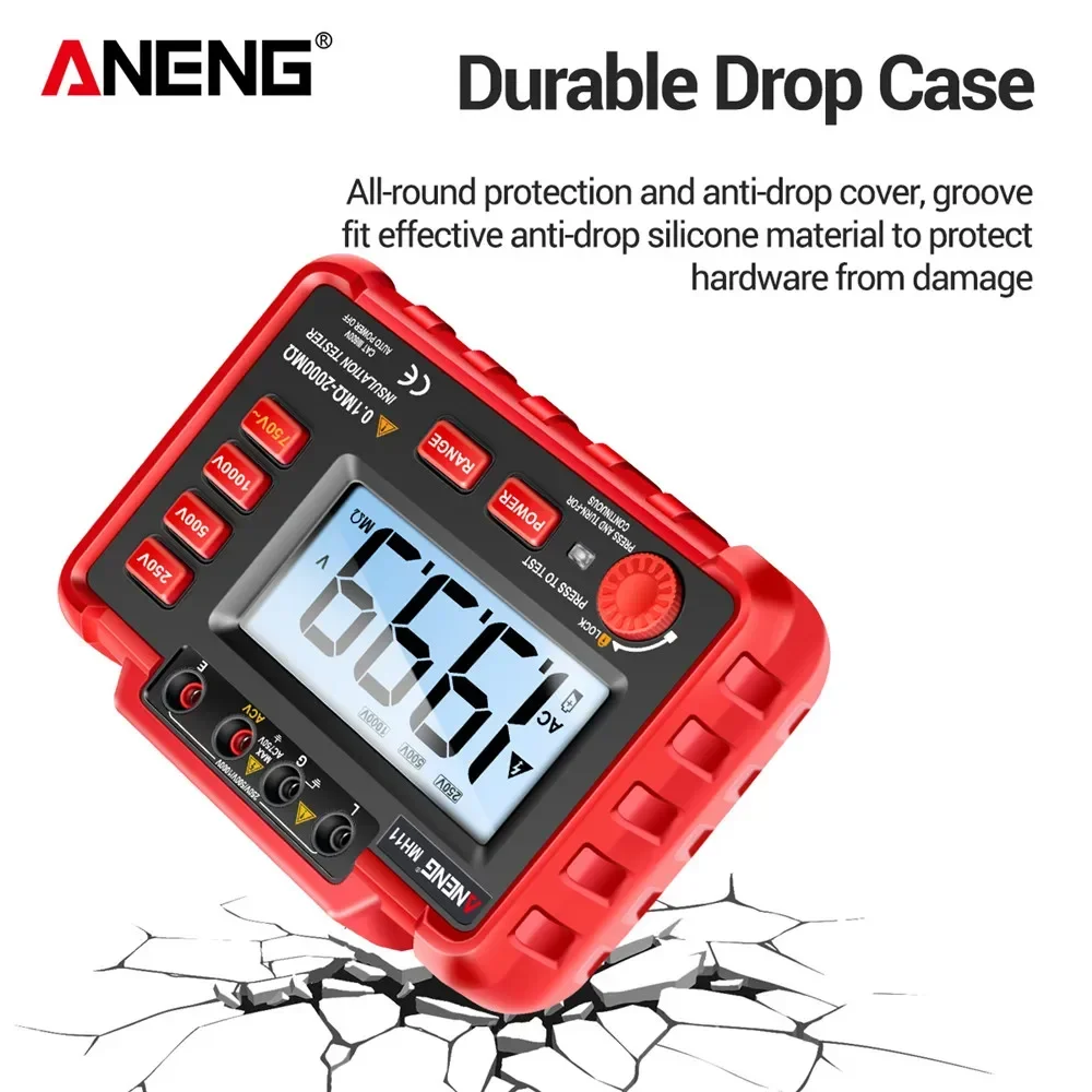 Aneng MH11 izolace odolnost  2000MΩ odolnost meterstesters ohm vysoký elektrické napětí megohmmeter ohmer měrka non-battery nástroje