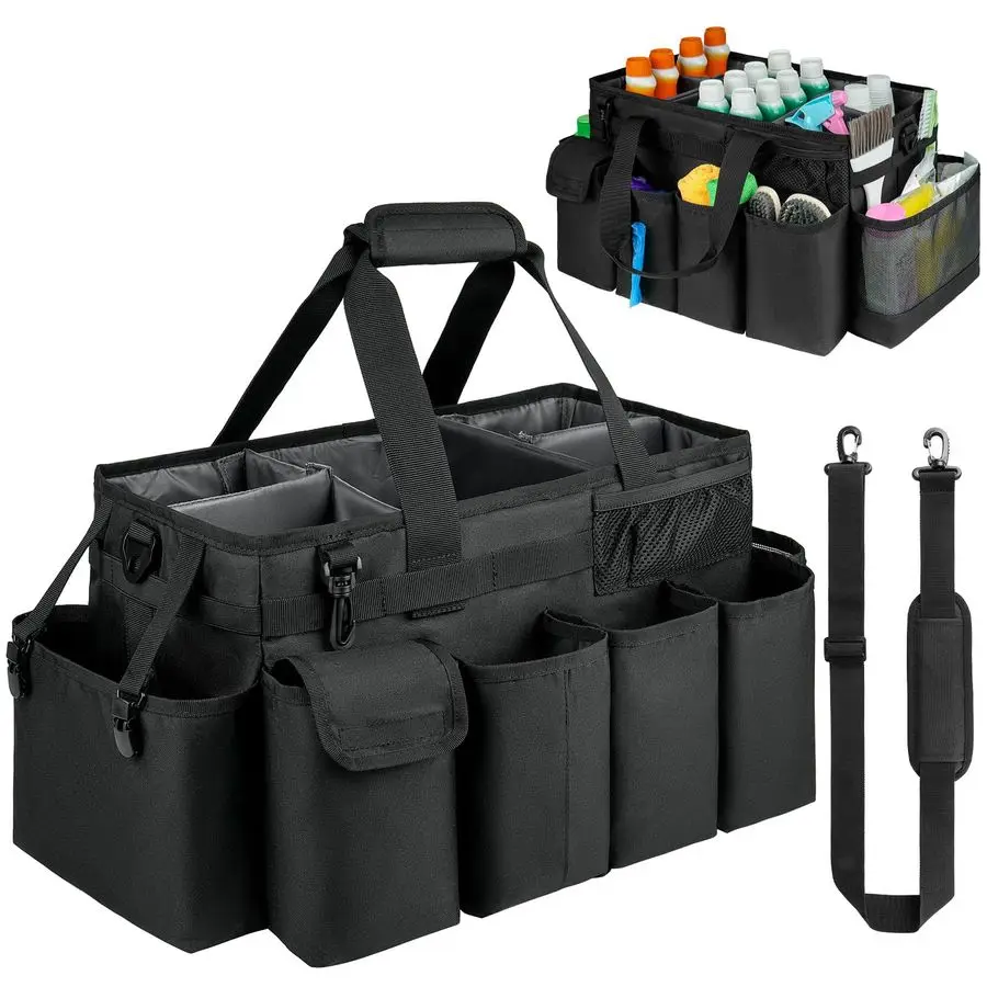 

Caddy Bag,Extra Large Cleaning Supplies Organizer with Handle for Housekeepers,Black