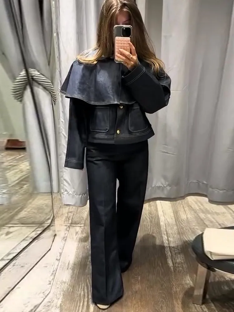 Chic Women’s Jacket Turn-down Collar Full Sleeve Single Breasted Denim Female Jackets 2025 Autumn Clock Fashion Lady Outwears 5 Chic Women's Jacket Turn-down Collar Full Sleeve Single Breasted Denim Female Jackets 2025 Autumn Clock Fashion Lady Outwears 5