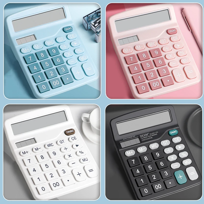 Calculatrice scientifique solaire avec grand écran, calculatrice mignonne, ordinateur de bureau, bureau financier, 1 pièce