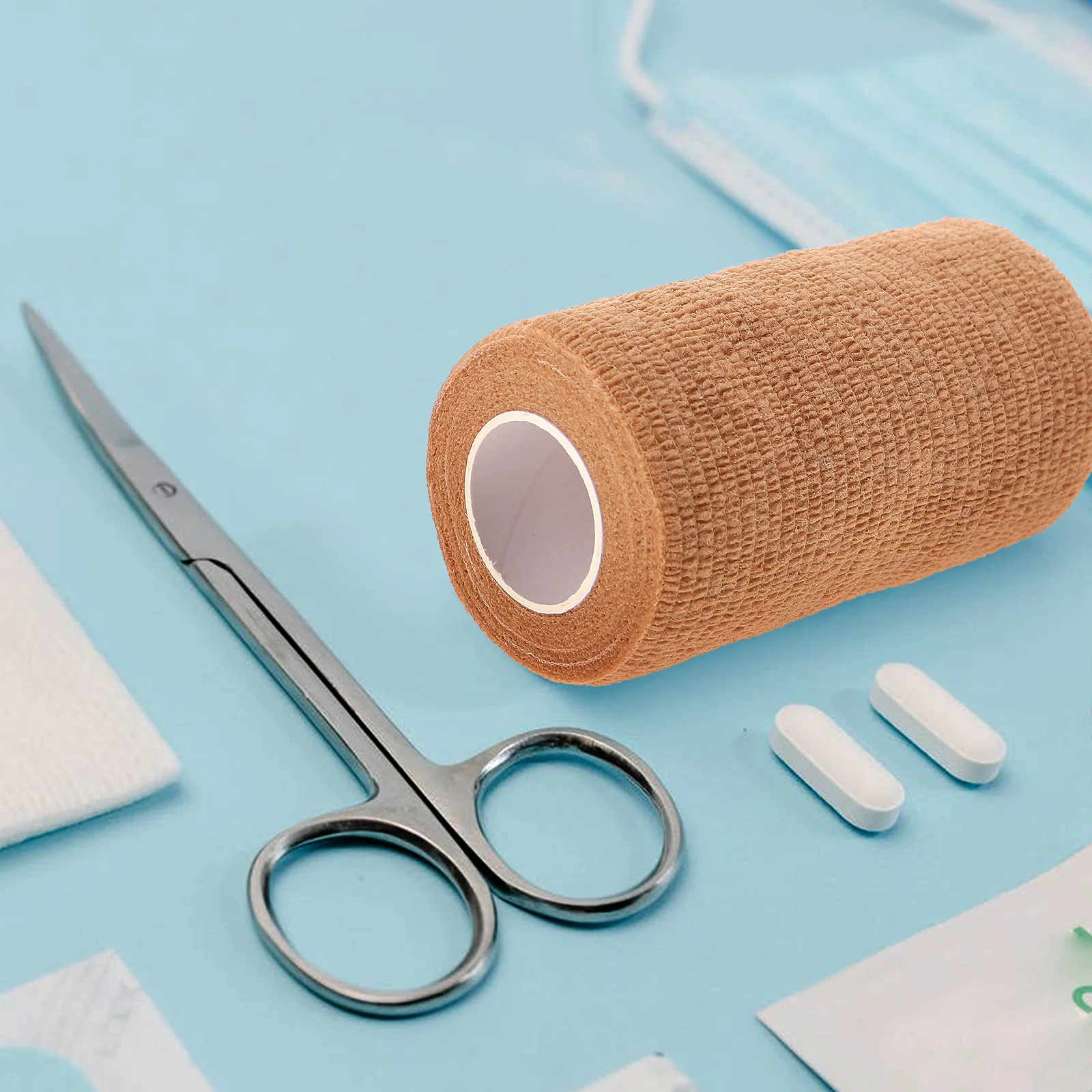 1 Roll Self Adhesive Bandage Wrap Elastic Fixing Tape For Sports Protection Writing Manual Operation First Aid Camping Hiking
