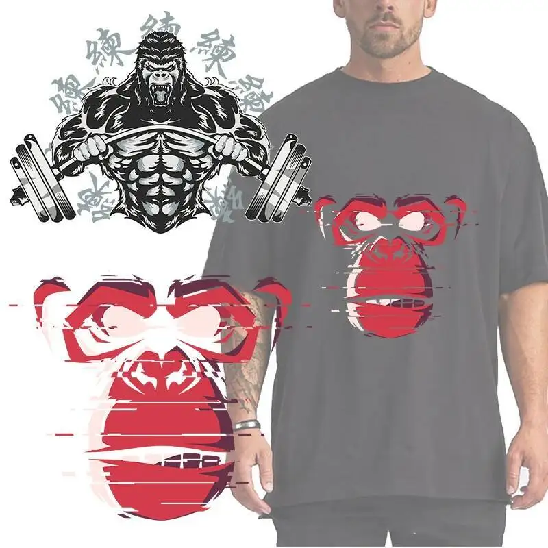 

DTF теплопередача звезда обезьяна животное наклейка DIY спорт мастер фитнес футболка украшение горячая краска моющаяся виниловая наклейка