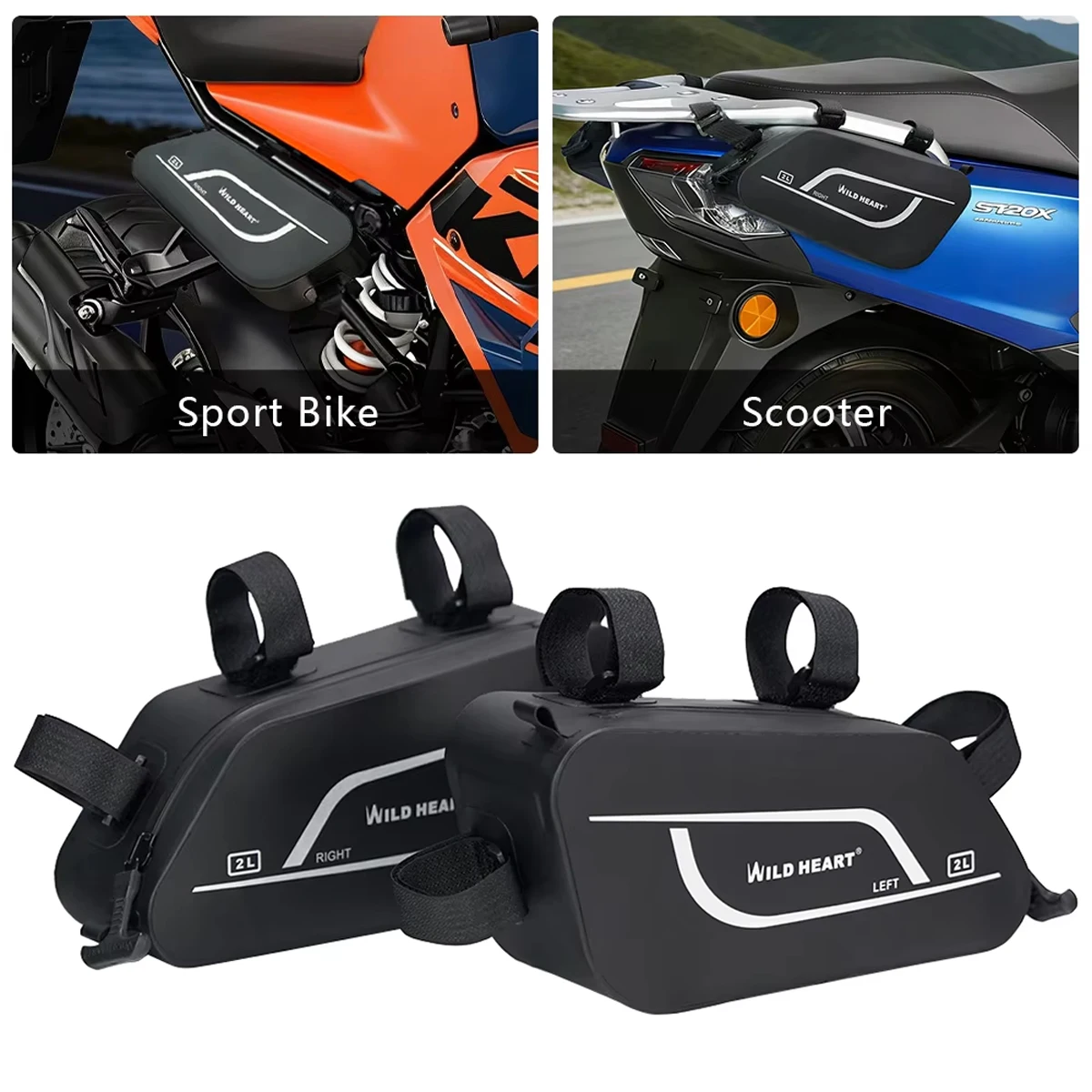 

Motorcycle Side Bag Motorcycle TPU Crash Bar Bag Motorbike Scooter Electric Vehicle Side Tool Bag Hanging Bag Universal