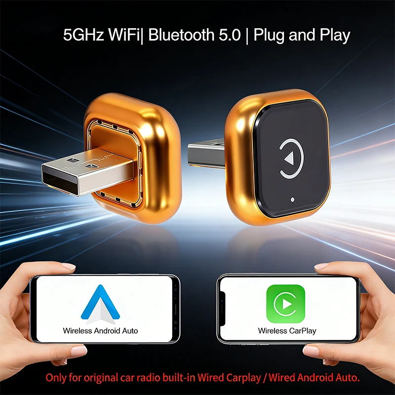 

Беспроводной адаптер CarPlay 2-в-1 и адаптер Apple/Android Auto для автомобилей Pionray, 5 ГГц Wi-Fi, USB-C, Plug-and-Play, 2026
