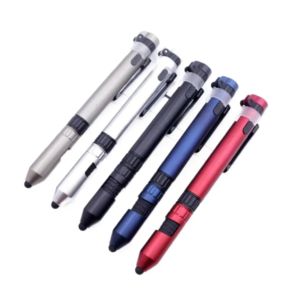 แบบพกพา 6-In-1 MULTI FUNCTION ปากกาปากกาลูกลื่นเข็มทิศไฟฉายปากกาขนาดกะทัดรัดผู้ถือโทรศัพท์มือถือไขควงปากกาเดินทาง