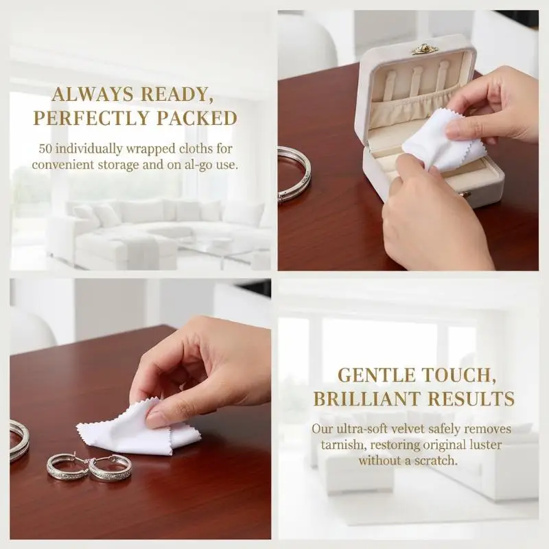 50pcs Polish Polishing Cloth Silver Color Cleaning Polishing Cloth Soft Clean Wipe Wiping Cloth For Silver Gold Jewelry Tool