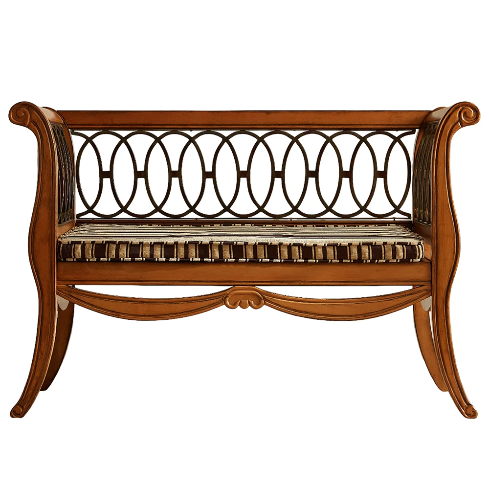 

Solid wood double chair, living room sofa chair, casual back bench with armrests