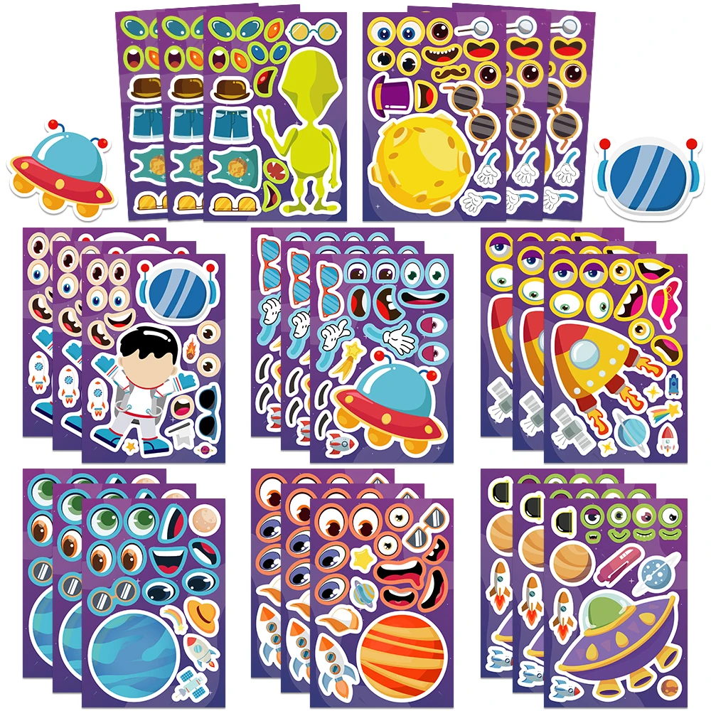 

32Sheets Mysterious Space DIY Puzzle Cartoon Hand Account Sticker For Laptop iPad Refrigerator Scrapbooks Boy Graffiti Stickers