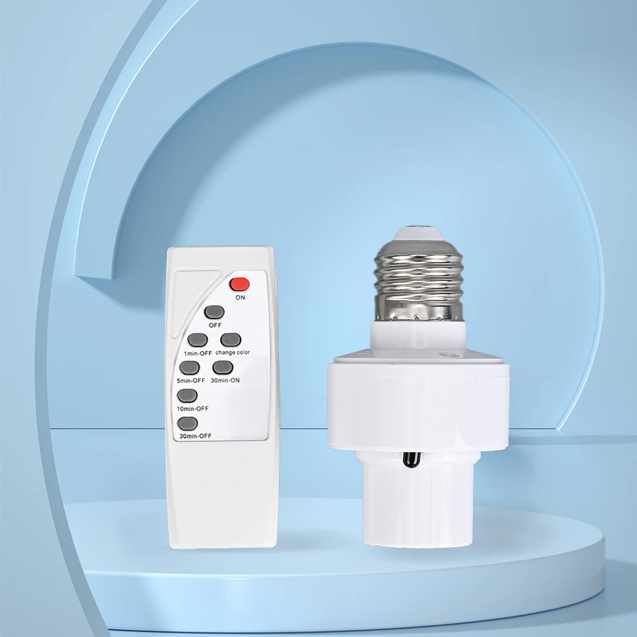 2025 LED Lampholder E27 AC85-265V Universal Infrared Remote Control Smart Socket Timer Color Changing Easy Install for Home