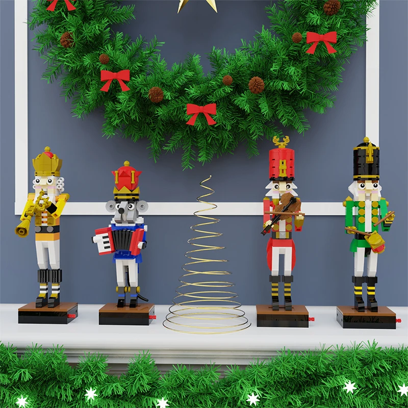 MOC DIY Christmas Nutcracker Building Block Kit King Soldier Trumpeter Drummer Figures Brickheadz Brick Model Kids Toy Xmas Gift