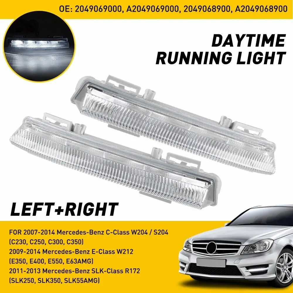 LED Daytime Running Fog Lights For Mercedes 2007-2014 W204 C250 C300 C350 E63AMG A2049068900 A2049069000 A0999065300 A0999065400