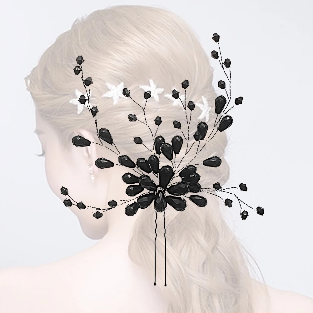 

1pc Exquisite Bridal Hairclip Black Elegant Wedding Hair Clip Durable Simple Design For Bride Wedding Dress Accessories