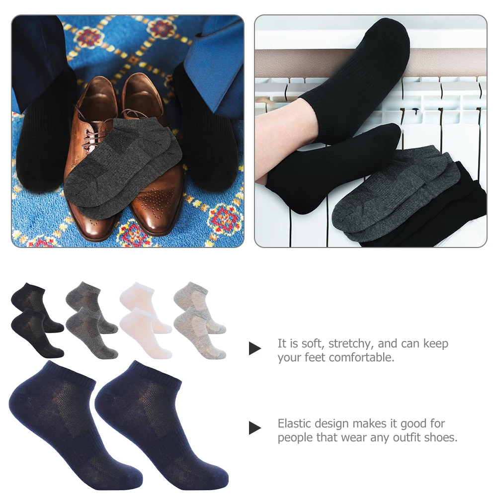 5 أزواج من الجوارب الرجالية الرياضية للكاحل الشبكية القطنية القابلة للتنفس، جوارب قصيرة للجري للرجال، جورب للجري اليومي للرجال