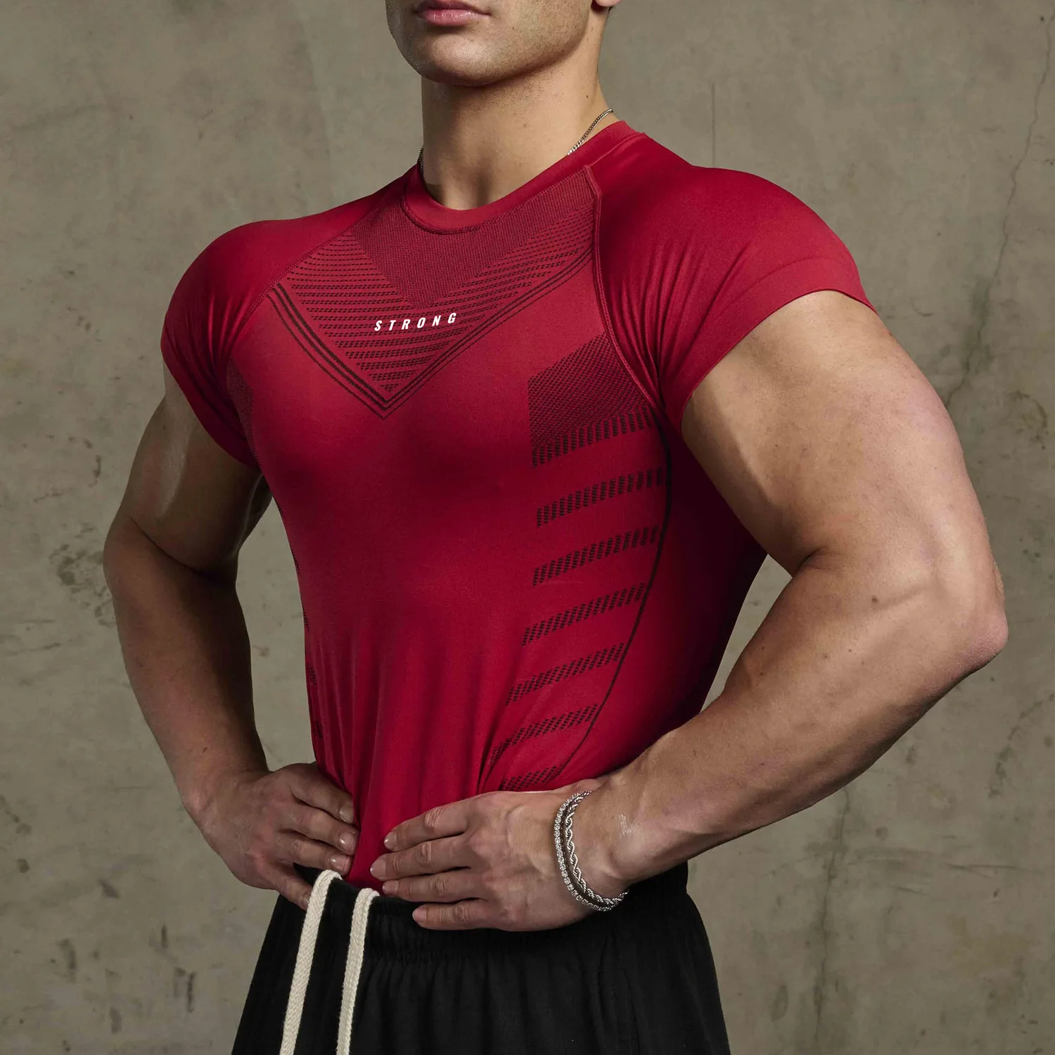 New Men Gym T-shirt High elasticity bodybuilding fitness quick dry short sleeve men\'s sports Casual tops trend running T-shirt