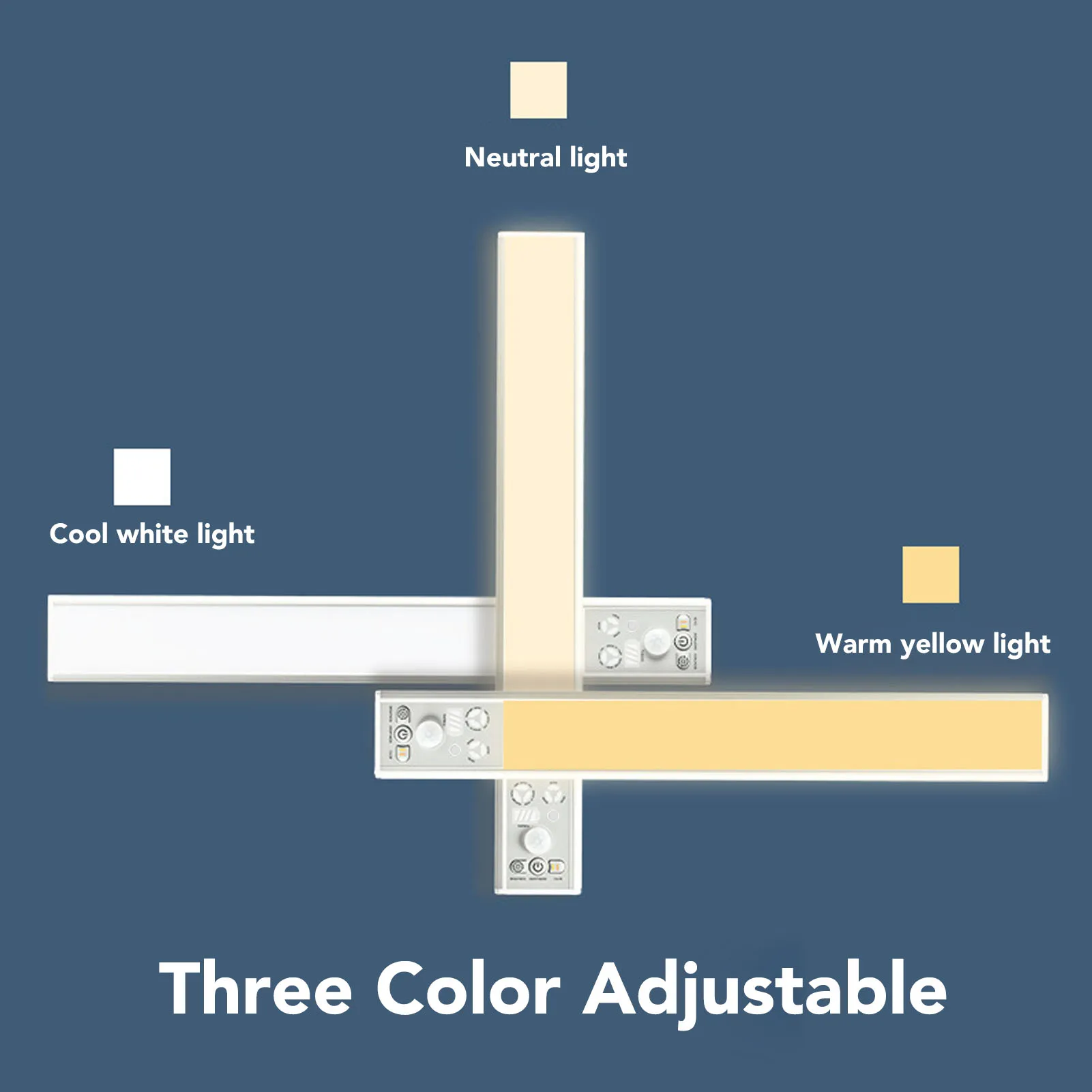ضوء تحت الكابين، مستشعر حركة رفيع للغاية، 3 ألوان قابلة لإعادة الشحن، ضوء خزانة للمطبخ بجانب السرير، مستشعر حركة #5