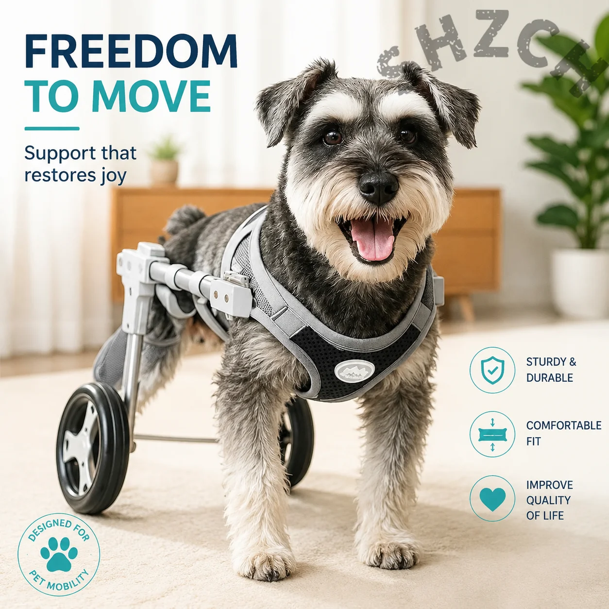 Lightweight Adjustable Dog Wheelchair for Hind Limb Paralysis – Easy-Setup Mobility Aid for Small Breeds