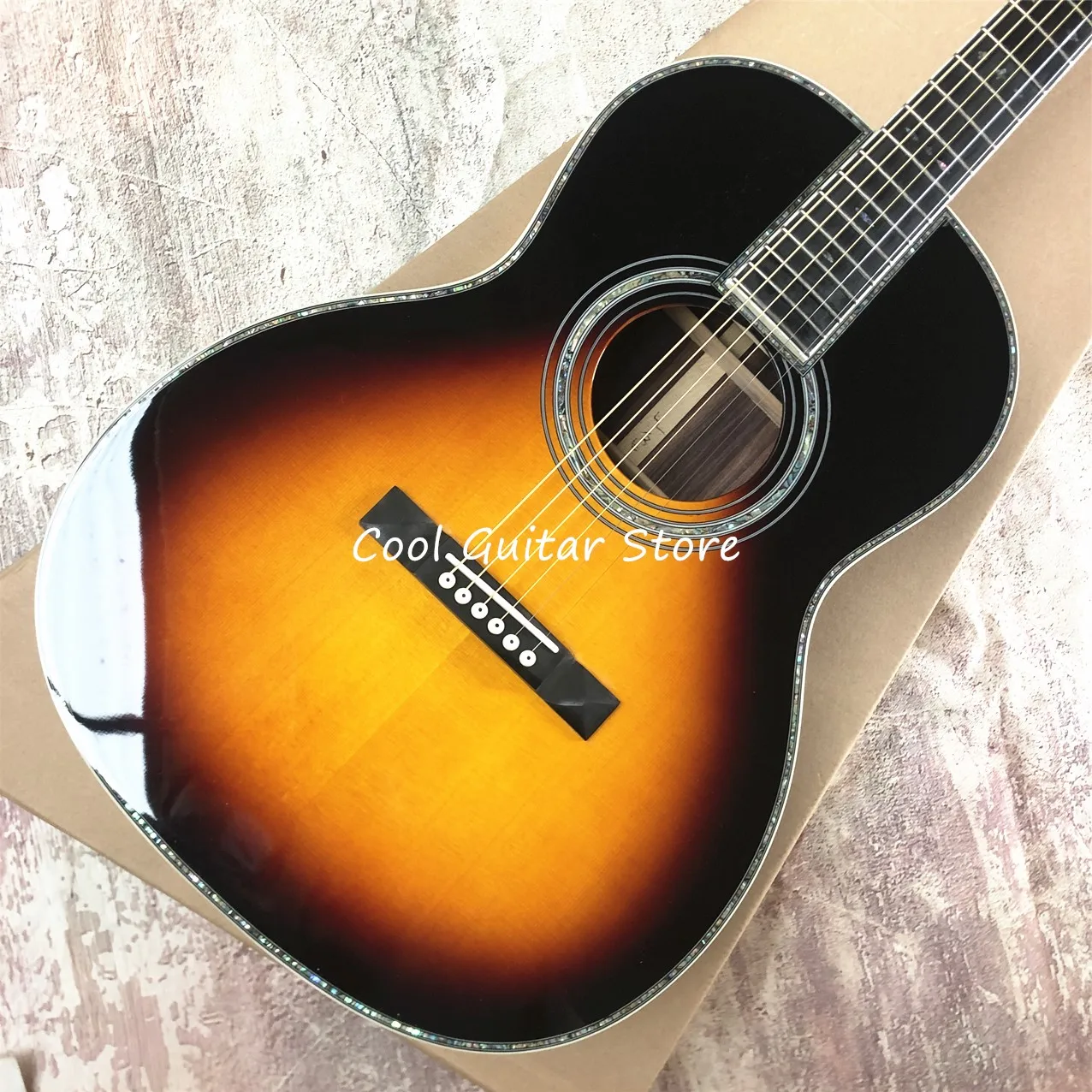 Ebony Fingerboard,Sunset Color Chinese Acoustic Guitar Bluese King Version Hot Sale Guitarra,Classical Headstock